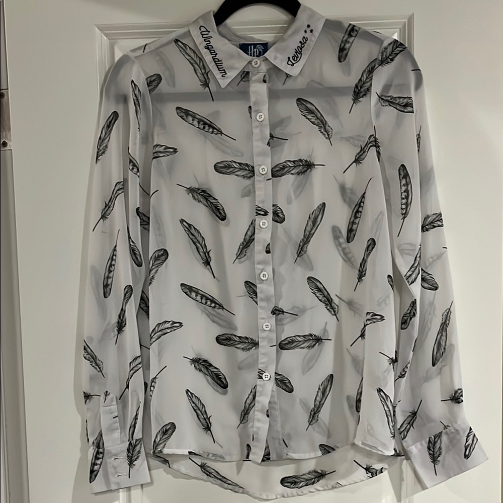 Chic Feather Print Blouse
